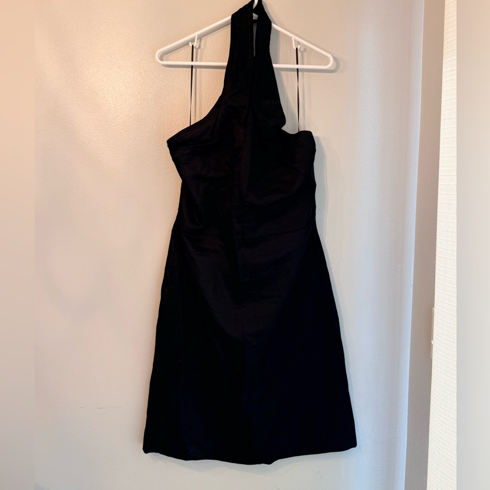 Banana Republic Black High Cross Neck Linen Dress